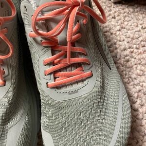 Altra Women's Athletic Running Shoes in Light Green with Coral Laces